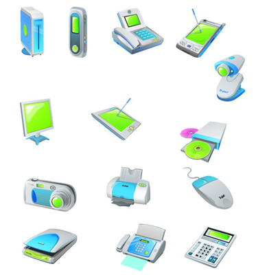 数码科技赋能办公 矢量图库中的现代办公用品设计